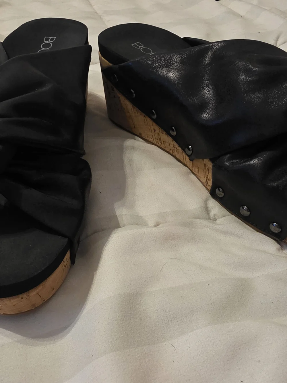 Black Knot Cork Wedge Sandals